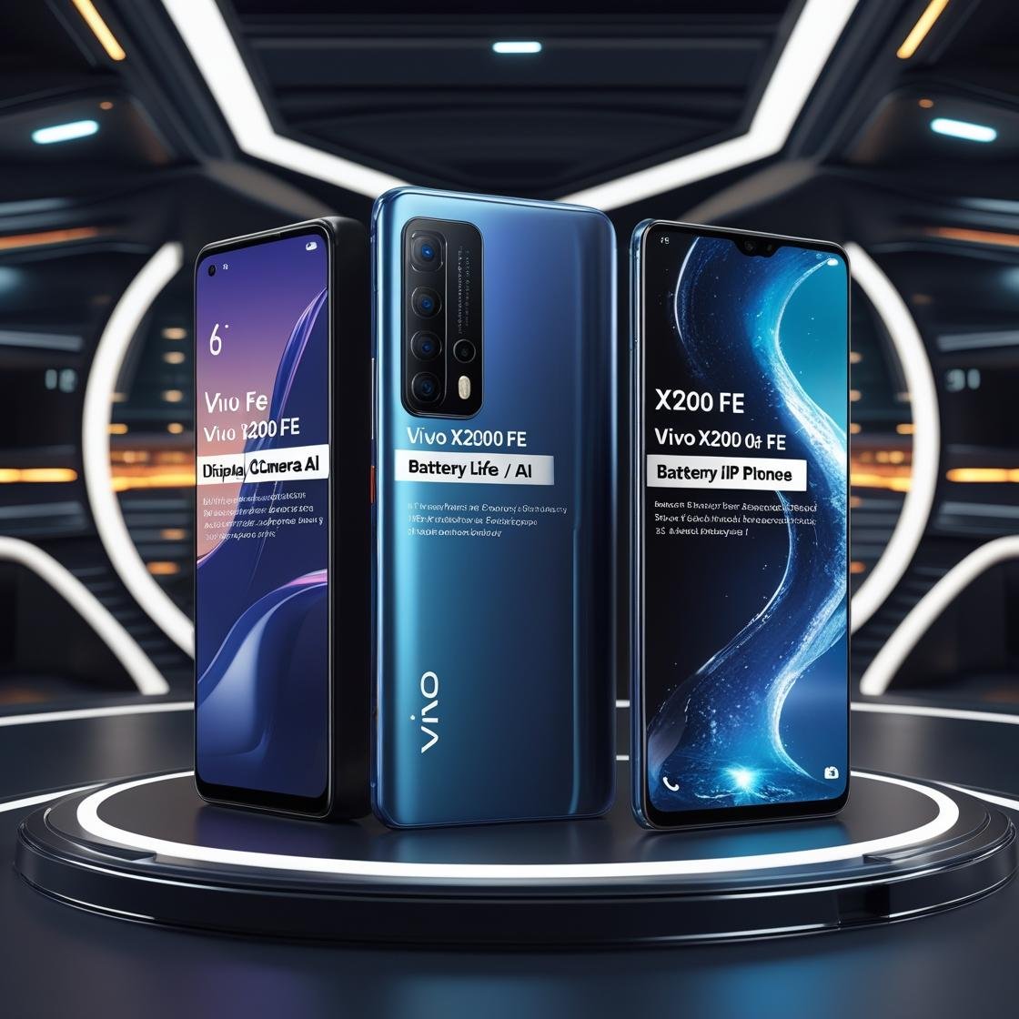 3D render of vivo x200 fe smartphone front and back