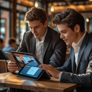 "Student and professional using AI tools for productivity" 